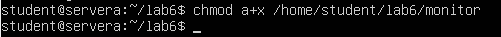 Screenshot terminal chmod executable skrip monitor di Linux